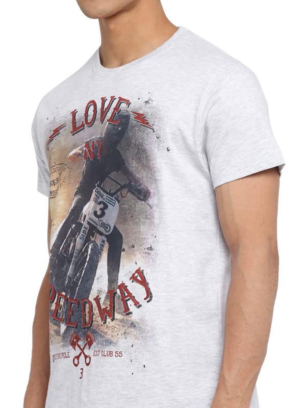 AMERICAN CREW Printed Round Neck T-Shirt for Men