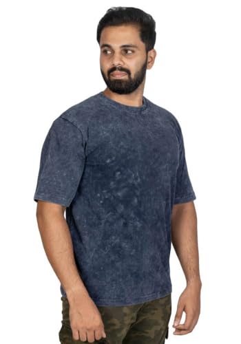 boffi ... 100% Cotton Oversized T-Shirt Unisex Drop Shoulder Dye Washed Street Look Black Pack of 1