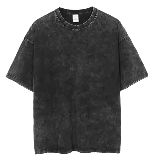boffi ... 100% Cotton Oversized T-Shirt Unisex Drop Shoulder Dye Washed Street Look Black Pack of 1