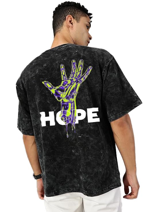 boffi ... 100% Cotton Oversized T-Shirt Unisex Drop Shoulder Dye Washed Street Look Black Pack of 1