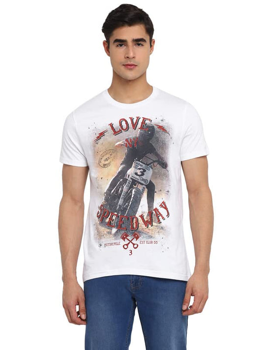 AMERICAN CREW Printed Round Neck T-Shirt for Men