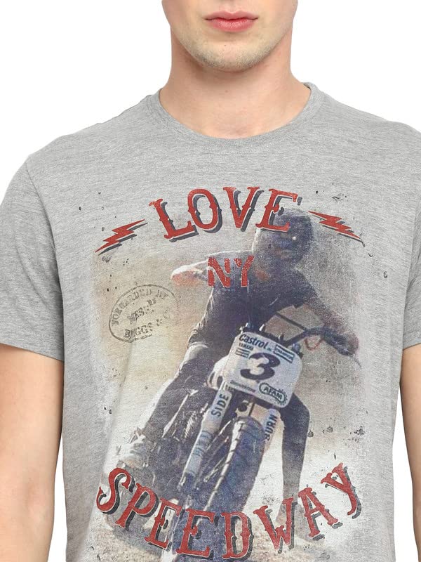 AMERICAN CREW Printed Round Neck T-Shirt for Men
